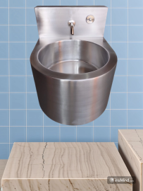 Lavatrio em ao inox escovado com design moderno e funcional. Ideal para banheiros pblicos e ambientes de uso intenso.