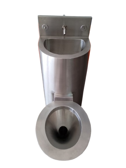 vaso sanit&aacute;rio inox com lavat&oacute;rio acoplado antivandalismo para pres&iacute;dio